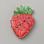 Felt & Glass Embroider Thread Iron on/Sew On Patches, Cloth Appliques, Strawberry, 52x35.5x5.5mm(PATC-WH0023-76A)