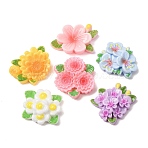 Opaque Resin Cabochons, Flower, Mixed Color, 17~23x24~27.5x6.5~8.5mm(RE-CBA8177-03)