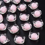 Transparent Acrylic Beads, Bead in Bead, Cat, Pink, 16x18.5x14.5mm, Hole: 3.5mm, about 196pcs/500g(MACR-S373-115-B07)