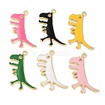 Rack Plating Alloy Enamel Pendants, Golden, Dinosaur Charm, Mixed Color, 29.5x22x2mm, Hole: 2mm(FIND-Q099-01G)
