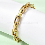 304 Stainless Steel Rectangle Ring Link Chain Bracelets for Women, Golden, 7.28 inch(18.5cm)(BJEW-A152-02G)