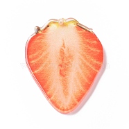 Opaque Acrylic Pendants, Strawberry, 34.5x25.5x2.5mm, Hole: 1.5mm(MACR-K330-34A)