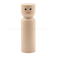 Unfinished Wooden Peg Dolls, Wooden Peg with Smiling Faces, Flat Head, for Children's Creative Paintings Craft Toys, BurlyWood, 2.1x7cm(WOCR-PW0003-73H)