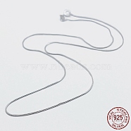 Rhodium Plated 925 Sterling Silver Chain Necklaces, with Spring Ring Clasps, with 925 Stamp, Platinum, 18 inch(45cm)(STER-F039-10P)