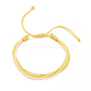 Waxed Polyester Multi-strand Bracelet, Adjustable String Bracelet for Women, Yellow, Inner Diameter: 2-1/8~4-1/8 inch(5.3~10.5cm)(BJEW-JB07892-02)