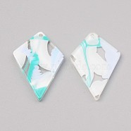 Acrylic Pendants, Kite, Turquoise, 34.5x21x2mm, Hole: 1.5mm(MACR-S372-002C)