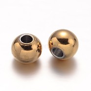 Ion Plating(IP) 304 Stainless Steel Beads, Round, Golden, 6mm, Hole: 2.2mm(STAS-D052-6mm-G)