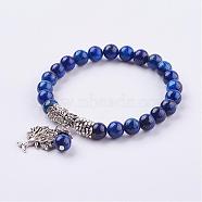 Natural Lapis Lazuli(Dyed) Stretch Bracelets, with Tibetan Style Pendants,  2 inch(51mm)(BJEW-F262-A02)