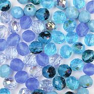 Czech Lampwork Beads, Faceted, Ananas, Blue, 10x10mm, Hole: 1.4mm; about 60pcs/bag(LAMP-O017-151-BM10)