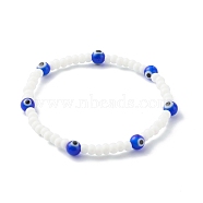 Glass Beads & Handmade Lampwork Beads Stretch Bracelets for Kid, Evil Eye, Blue, Inner Diameter: 2-3/8 inch(6.1cm)(BJEW-JB06475-02)