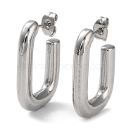 304 Stainless Steel Rectangle Ear Studs for Women, Stainless Steel Color, 26x4mm(X-EJEW-P234-04P)