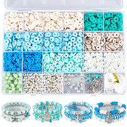 DIY Ocean Theme Synthetic Howlite Stretch Bracelet Making Kit, Turquoise, 5~22.5x0.8~19x0.8~7mm, Hole: 1~2mm(DIY-SC0025-02)