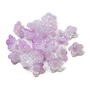 Iridescent Acrylic Bead Caps, AB Color Plated, 5-Petal Flower, Plum, 12.5x12.5x6.5mm, Hole: 1.5mm(X-OACR-C021-08F)