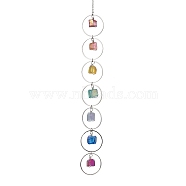 Electroplated Natural Quartz Nugget Pendant Decorations, with 304 Stainless Steel Cable Chains and Brass Linking Rings, Mixed Color, 298mm, Pendants: 15~16x12~16x9~14mm(HJEW-JM01647)