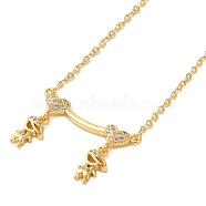 Brass Micro Pave Clear Cubic Zirconia Girls and boys Pendant Necklaces for Valentine's Day, Real 18K Gold Plated, 18.50 inch(47cm)(NJEW-K381-01C-G)