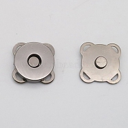 Alloy Magnetic Buttons Snap Magnet Fastener, Flower, for Cloth & Purse Makings, Gunmetal, 18mm 2pcs/set(PURS-PW0005-066B-B)