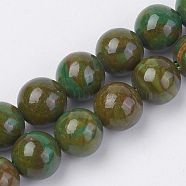 Natural Gemstone Beads Strands, Dyed, Round, Olive, 6mm, Hole: 0.8mm, about 60pcs/strand, 15 inch(38cm)(G-F560-6mm-A03)