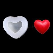 DIY Heart Shape Decoration Food Grade Silicone Molds, Resin Casting Molds, for UV Resin & Epoxy Resin Craft Making, White, 80x75x43mm, Inner Diameter: 42x28mm(SIMO-PW0001-025B)