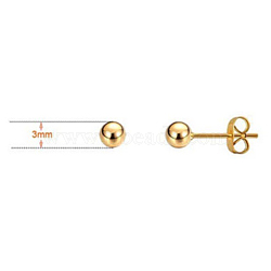 Brass Ball Stud Earrings, with Ear Nuts, Golden, 3mm(EJEW-BB65739-U)