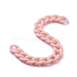 Handmade Opaque Acrylic Curb Chains, Pink, Links: 19x13.5x4.5mm, 39.37 inch(1m)/strand(AJEW-JB00662-06)