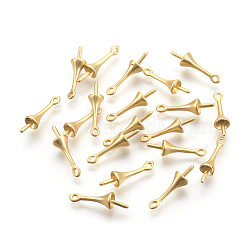 Brass Peg Bails Pendants, For Half Drilled Beads, Long-Lasting Plated, Lead Free & Cadmium Free & Nickel Free, Matte Style, Real 18K Gold Plated, 16x4.5mm, Hole: 1.2mm, Pin: 0.8mm(KK-F744-01MG-NR)