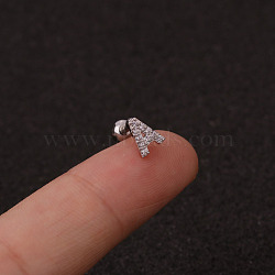 316L Surgical Stainless Steel Micro Pave Clear Cubic Zirconia Cartilage Earrings, Stainless Steel Color, Letter A, 6mm, Pin: 1.2mm(WG3A850-01)