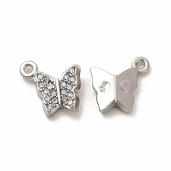 316 Surgical Stainless Steel with Crystal Rhinestone Pendants, Butterfly Charms, Stainless Steel Color, 11.5x9x2.5mm, Hole: 1mm(STAS-G305-05P)