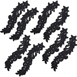 Flower Polyester Computerized Embroidery Sew on Ornament Accessories, Ethnic Style Lace Appliques, Black, 252~253x75~77x1.5mm(DIY-WH0308-462A)