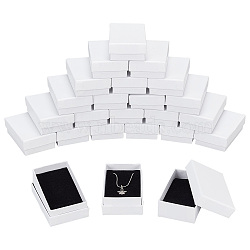 Cardboard Jewelry Boxes, with Sponge Pad Inside, Rectangle, for Anniversaries, Wedding, Birthday, White, 8x5.1x2.7cm, Inner Size: 7.4x4.6x2.45cm(CBOX-NB0001-27)