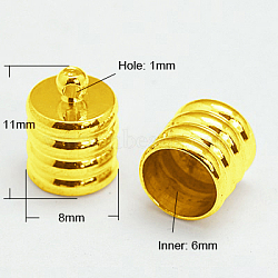 Brass Cord Ends, Golden, 11x8mm, Hole: 1mm, Inner Diameter: 6mm(X-KK-D218-11x8-G)