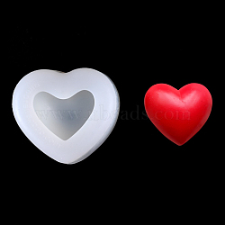 DIY Heart Shape Decoration Silicone Molds, Resin Casting Molds, for UV Resin & Epoxy Resin Craft Making, White, 80x75x43mm, Inner Diameter: 42x28mm(SIMO-PW0001-025B)