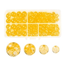 186Pcs 4 Sizes Natural Citrine Beads Strands, Round, Dyed & Heated, 6mm/8mm/10mm/12mm, Hole: 1mm(G-LS0001-08)