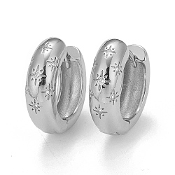 Clear Cubic Zirconia Star Hoop Earrings, Brass Chunky Earrings for Women, Cadmium Free & Nickel Free & Lead Free, Platinum, 20x6mm, Pin: 1mm(EJEW-C022-06P-01)