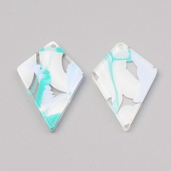 Acrylic Pendants, Kite, Turquoise, 34.5x21x2mm, Hole: 1.5mm