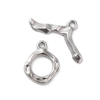 304 Stainless Steel Toggle Clasps, Rhombus, Stainless Steel Color, 17x13x2mm, Hole: 1.6mm