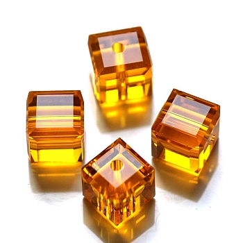 Imitation Austrian Crystal Beads, Grade AAA, Faceted, Cube, Orange, 5~5.5x5~5.5x5~5.5mm(size within the error range of 0.5~1mm), Hole: 0.7~0.9mm