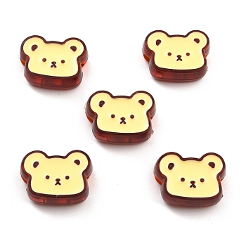 Transparent Acrylic Beads, with Enamel, Bear, Colorful, 19.5x26x9mm, Hole: 3.5mm