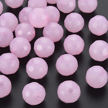 Imitation Jelly Acrylic Beads, Faceted, Round, Pink, 16.5x16mm, Hole: 2.5mm, about 288pcs/500g