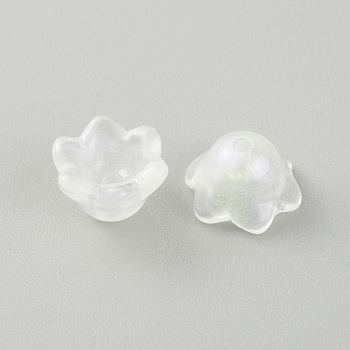 Glass Beads, Flower, White, 11~11.5x7.5mm, Hole: 1.2mm