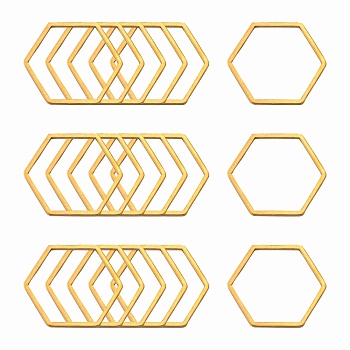 304 Stainless Steel Linking Ring, Hexagon, Golden, 16x18x0.8mm