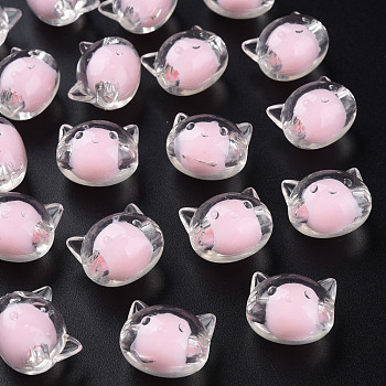 Transparent Acrylic Beads, Bead in Bead, Cat, Pink, 16x18.5x14.5mm, Hole: 3.5mm, about 196pcs/500g