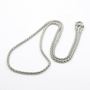 304 Stainless Steel Necklaces, Men Popcorn Chain Necklace, with Lobster Claw Clasps, Stainless Steel Color, 17.7 inch(45cm)
