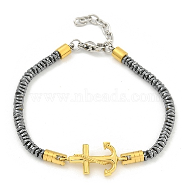 Anchor & Helm Non-magnetic Hematite Bracelets