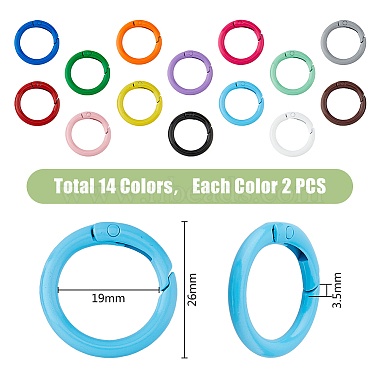 Hobbiesay 28 pièces 14 couleurs anneaux de porte à ressort en alliage peint par pulvérisation(FIND-HY0003-01)-2