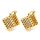 Rhombus Shape Brass Micro Pave Clear Cubic Zirconia Hoop Earrings(EJEW-Q785-08G)-1