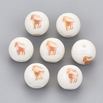 Electroplate Glass Beads, Round with Constellations Pattern, Rose Gold Plated, Capricorn, 10mm, Hole: 1.2mm(EGLA-S178-11A-04)