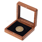 Wood Commemorative Coin Box, Square, Black, 8x8.2x2.75cm(CON-WH0107-36A)