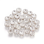 Iron Crystal Rhinestone Spacer Beads, Grade B, Rondelle, Waves Edge, Silver, 6x3mm, Hole: 1mm(RB-A008-6MM-S)