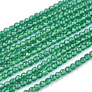 Glass Beads Strands, Imitation Quartz, Faceted, Round, Sea Green, 2mm, Hole: 0.5mm,  about 175pcs/strand, 14.9 inch(38cm)(G-K185-16I)
