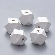 Painted Natural Wood Beads, Polygon, Creamy White, 11.5x11.5x12mm, Hole: 3.5mm(WOOD-Q040-020C-B03)